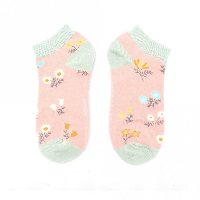 Miss Sparrow Dusky Pink Dainty Floral Trainer Socks