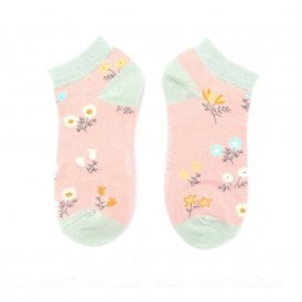 Dusky Pink Dainty Floral Trainer Socks