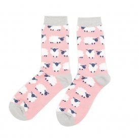 Dusky Pink Happy Sheep Ankle Socks