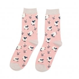 Dusky Pink Leaping Sheep Ankle Socks