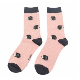 Dusky Pink Sleepy Hedgehogs Ankle Socks