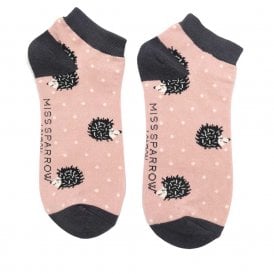 Dusky Pink Sleepy Hedgehogs Trainer Socks