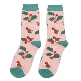 Dusky Pink Winter Hedgerow Ankle Socks