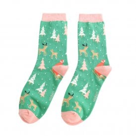 Green Festive Foxes Socks