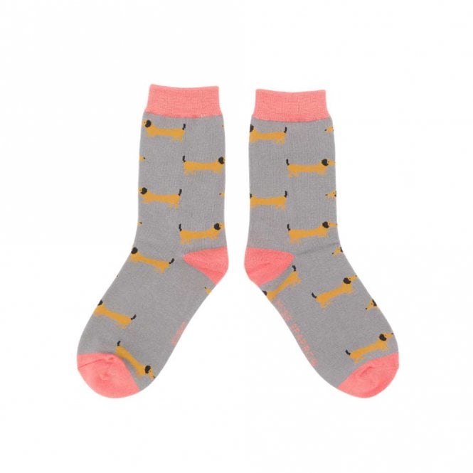 Miss Sparrow Grey Sausage Dog Ankle Socks