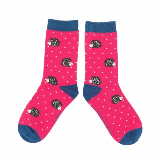Miss Sparrow Hot Pink Sleepy Hedgehogs Ankle Socks