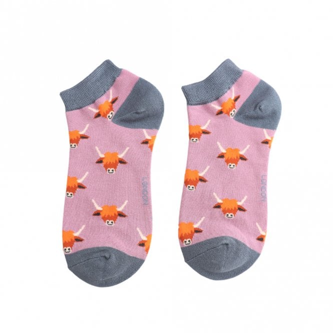 Miss Sparrow Mauve Highland Cow Trainer Socks
