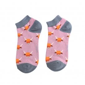 Mauve Highland Cow Trainer Socks