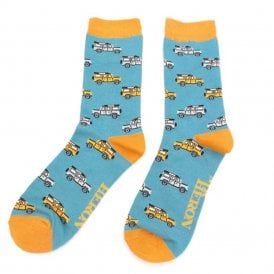 Mr Heron Teal Jeep Ankle Socks