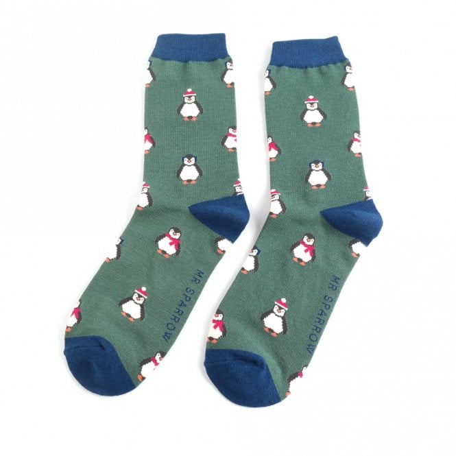 Miss Sparrow Mr Sparrow Green Baby Penguins Socks