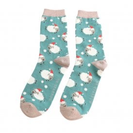Mr Sparrow Green Santa Sheep Socks