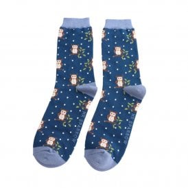 Mr Sparrow Navy Winter Owls Socks