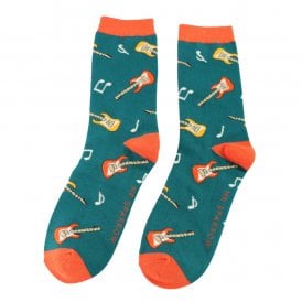 Mr Sparrow Teal Guitars Socks