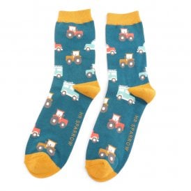Mr Sparrow Teal On The Farm Socks