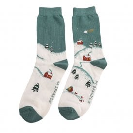 Mr Sparrow Teal Winter Night Socks