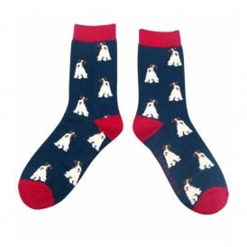Navy Fox Terrier Ankle Socks