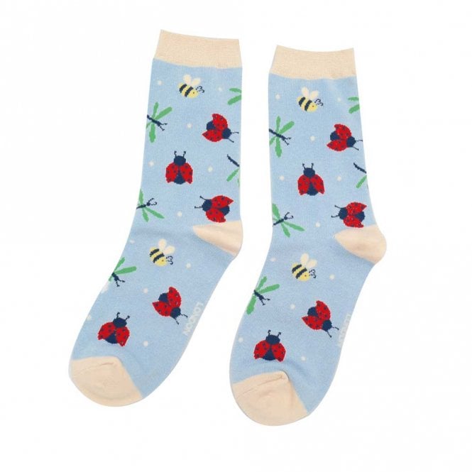 Miss Sparrow Pale Blue Love Bug Ankle Socks