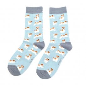 Powder Blue Jack Russell Ankle Socks