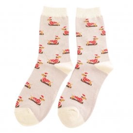 Silver Skiing Sausage Dog Socks
