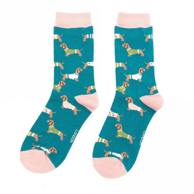 Miss Sparrow Teal Pups in Coats Ankle Socks