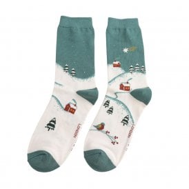 Teal Winter Night Socks
