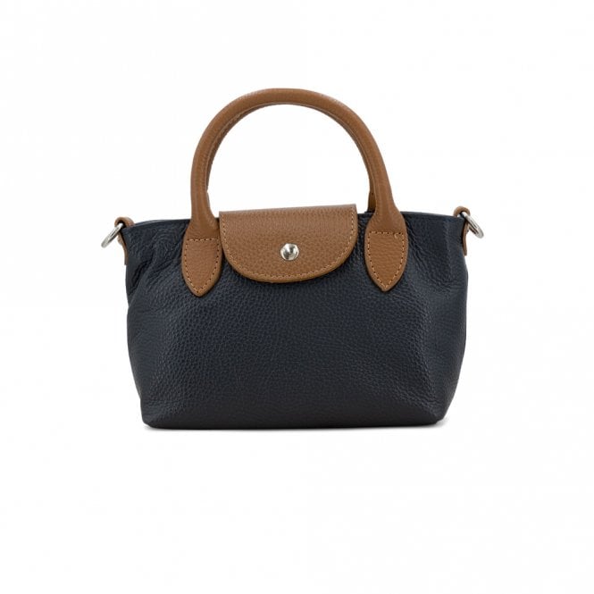 Moda Express Navy Leather Mini Tote Bag