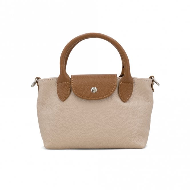 Moda Express Nude Leather Mini Tote Bag