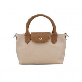 Nude Leather Mini Tote Bag