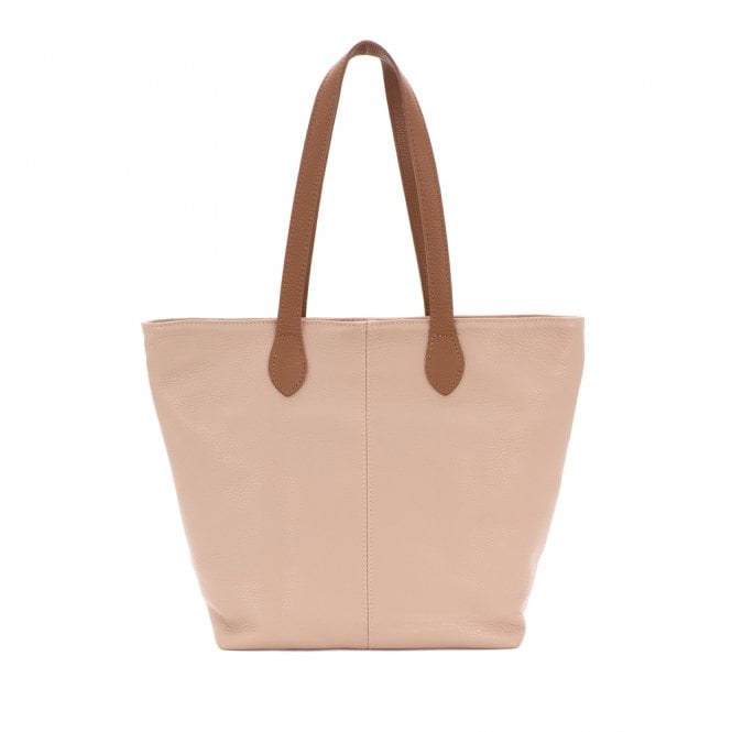 Moda Express Nude Leather Two Tone Shopper Tote