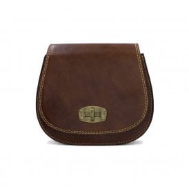 Tamponato Leather Saddle Crossbody Bag - Dark Brown