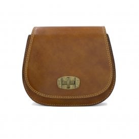 Tamponato Leather Saddle Crossbody Bag - Tan