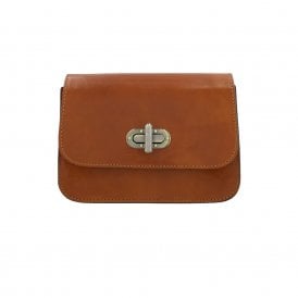 Tan Tamponato Leather Rectangle Crossbody Bag
