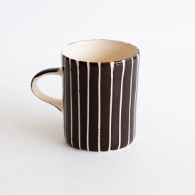 Chocolate Sgraffito Stripe Demi Mug