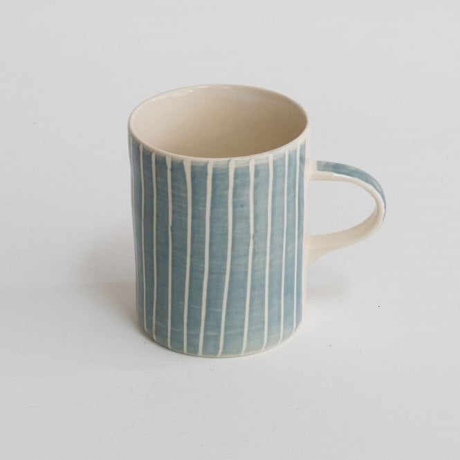 Musango Dove Grey Sgraffito Stripe Demi Mug