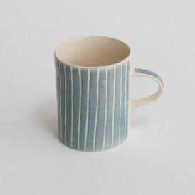 Dove Grey Sgraffito Stripe Demi Mug