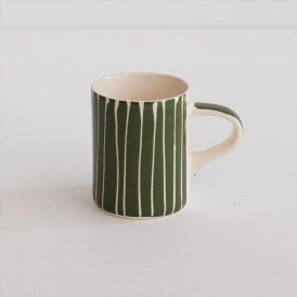 Moss Green Sgraffito Stripe Espresso Cup