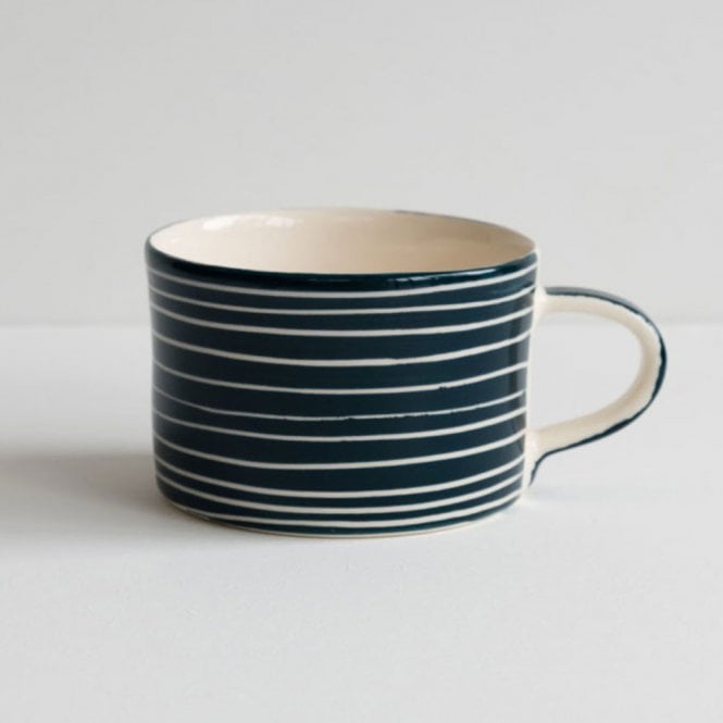 Musango Teal Sgraffito Stripe Mug