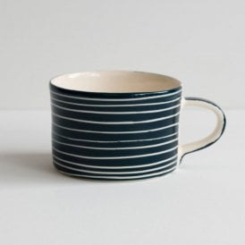 Teal Sgraffito Stripe Mug