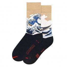 Men's Katsushika Hokusai The Great Wave Beige Socks