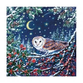Barn Owl & Crescent Moon Pack of 8 Christmas Cards