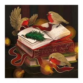 BHF Robins Reading Pack of 8 Christmas Cards