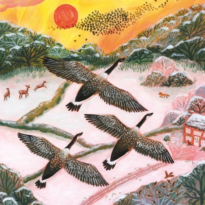 Museums & Galleries Geese Over Snowy Fields Pack of 5 Charity Christmas Cards