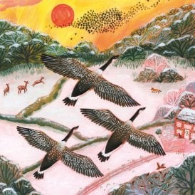 Geese Over Snowy Fields Pack of 5 Charity Christmas Cards