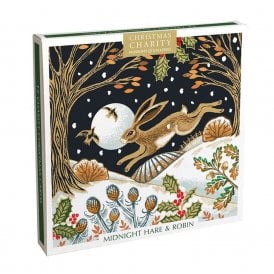 Midnight Hare & Robin Pack of 12 Christmas Cards