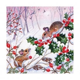Woodland Mice & Holly Pack of 8 Christmas Cards