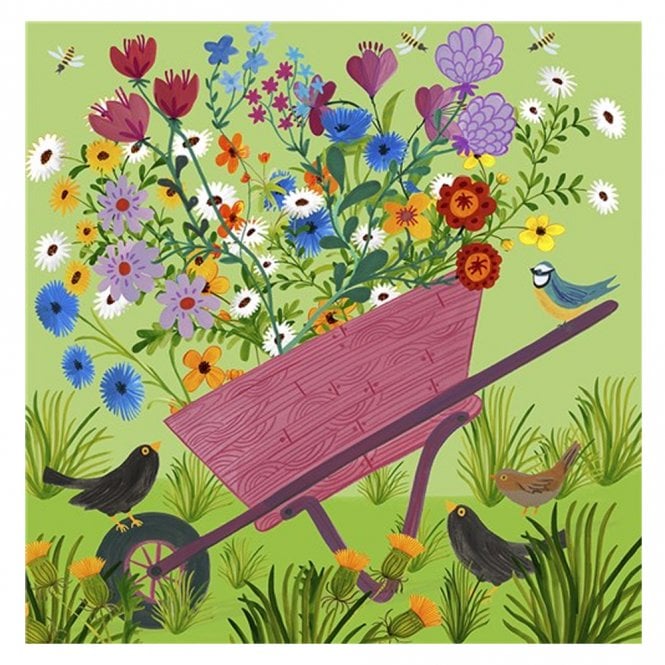 Natural Partners Kay Widdowson Wheelbarrow Flowers Card