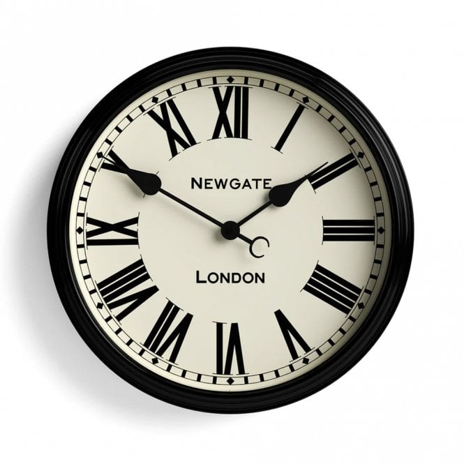 Newgate Spitalfields Gloss Black Wall Clock