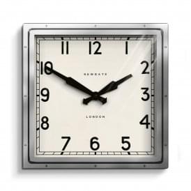 The Quad Industrial Metal Square Chrome Wall Clock