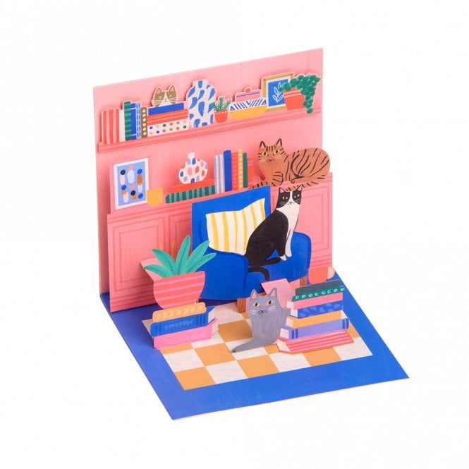 Ohh Deer Cat Book Nook Pop Up Greeting Card