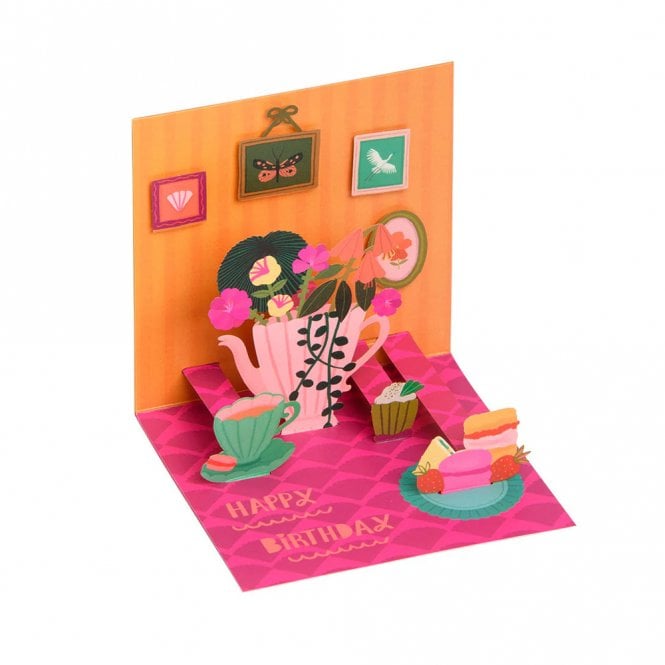 Ohh Deer Teapot Vase Pop Up Greeting Card